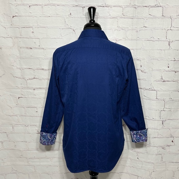 Robert Graham Blue Paisley Flip Cuff L/S Casual Dress Shirt Men' s M Classic Fit - Picture 10 of 11